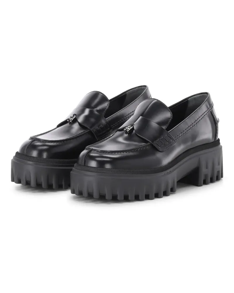 Hogan Low-Top Sneaker Loafer aus Glattleder schwarz Schwarz