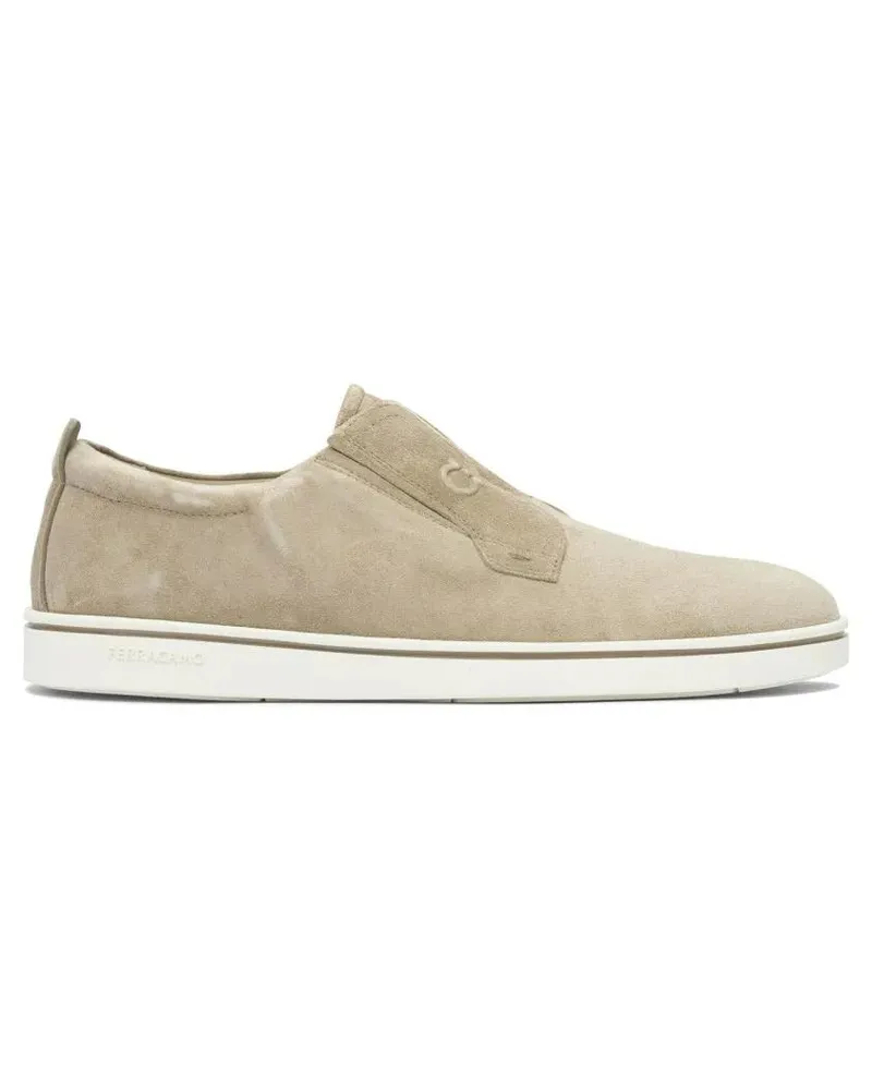 Ferragamo Loafer Beige Suede Loafers With Rubber Sole beige Beige