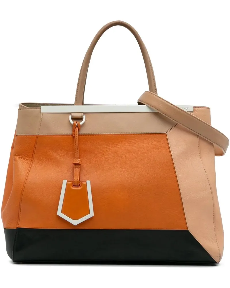 Fendi Hobo Bags Medium Multicolor Calfskin Colorblock Regular 2Jou orange Orange
