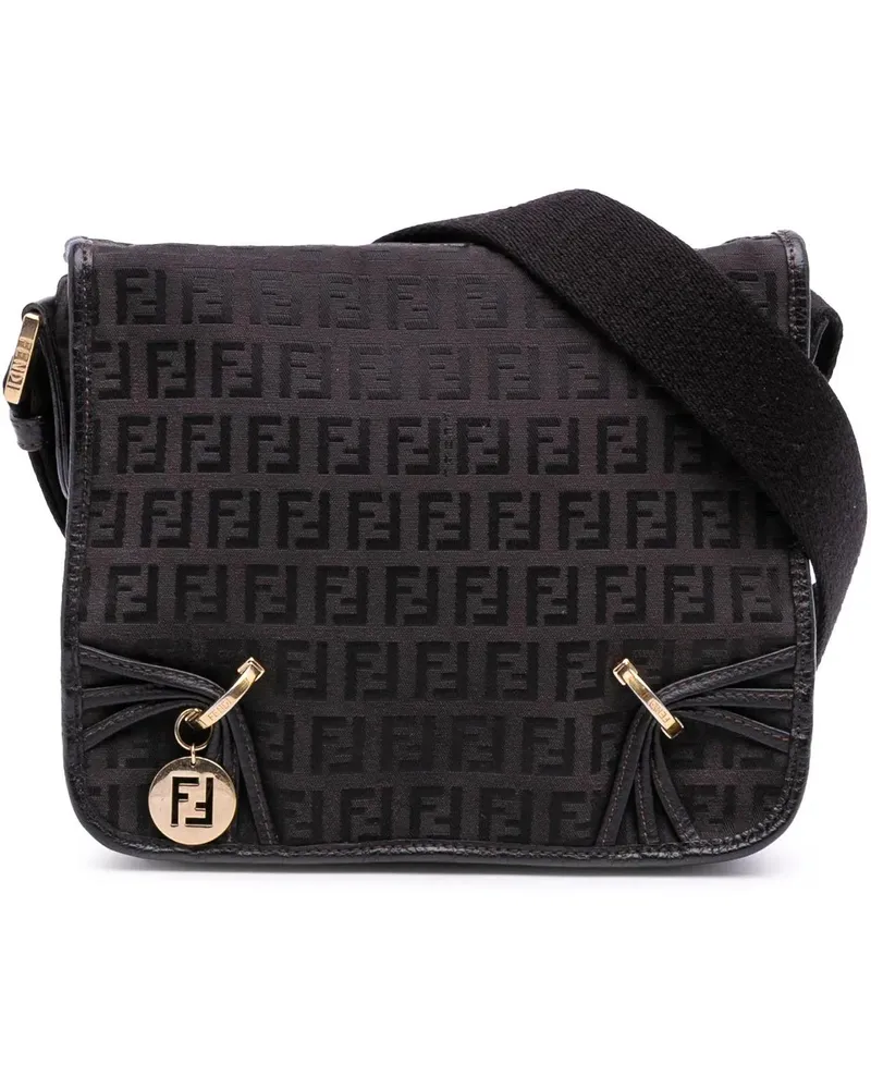 Fendi Hobo Bags Small Zucchino Canvas F Charm Crossbody braun Braun