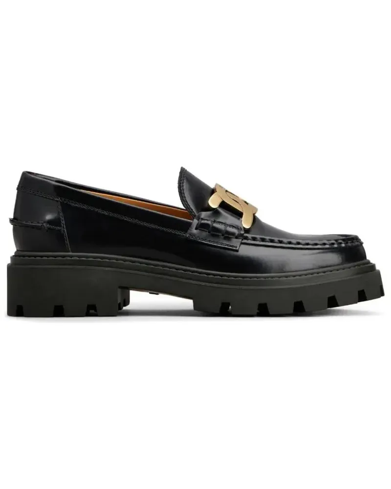 TOD'S Leather Loafers With Gold-Tone Buckle schwarz Schwarz