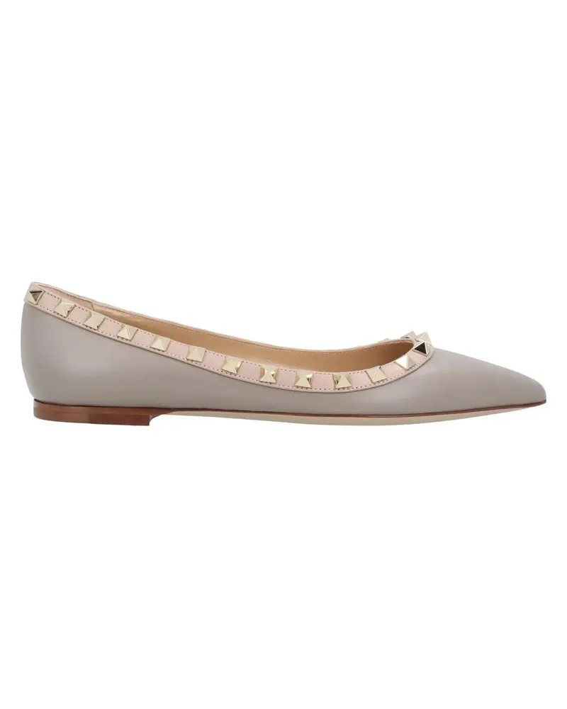 Valentino Garavani Rockstud Ballerina Flats With Silver Stud Embellis grau Grau