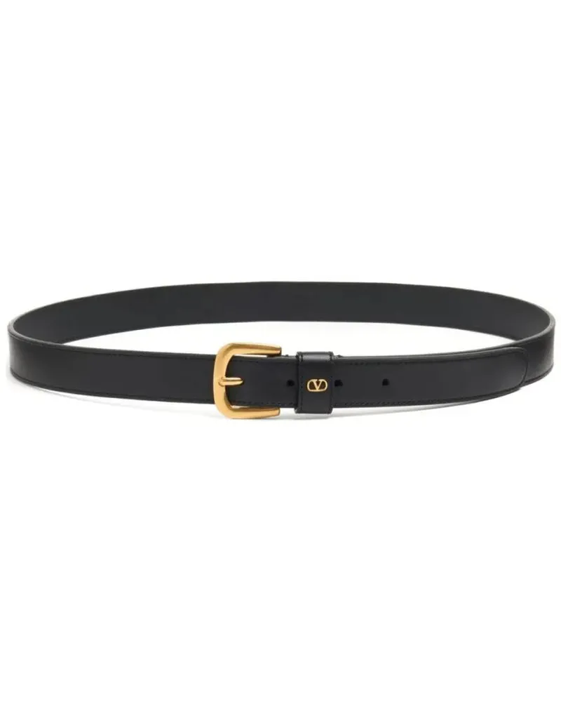 Valentino Garavani Gürtel Calf Leather Belt schwarz Schwarz