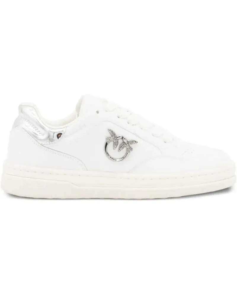 Pinko Low-Top Sneaker White Leather Sneakers With Metallic Accents weiß Weiß