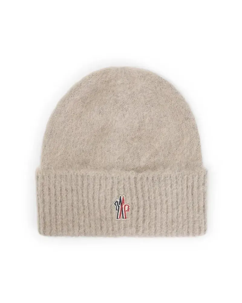Moncler Caps & Mützen Ribbed Knit Beanie With Folded Cuff And Embroidere beige Beige