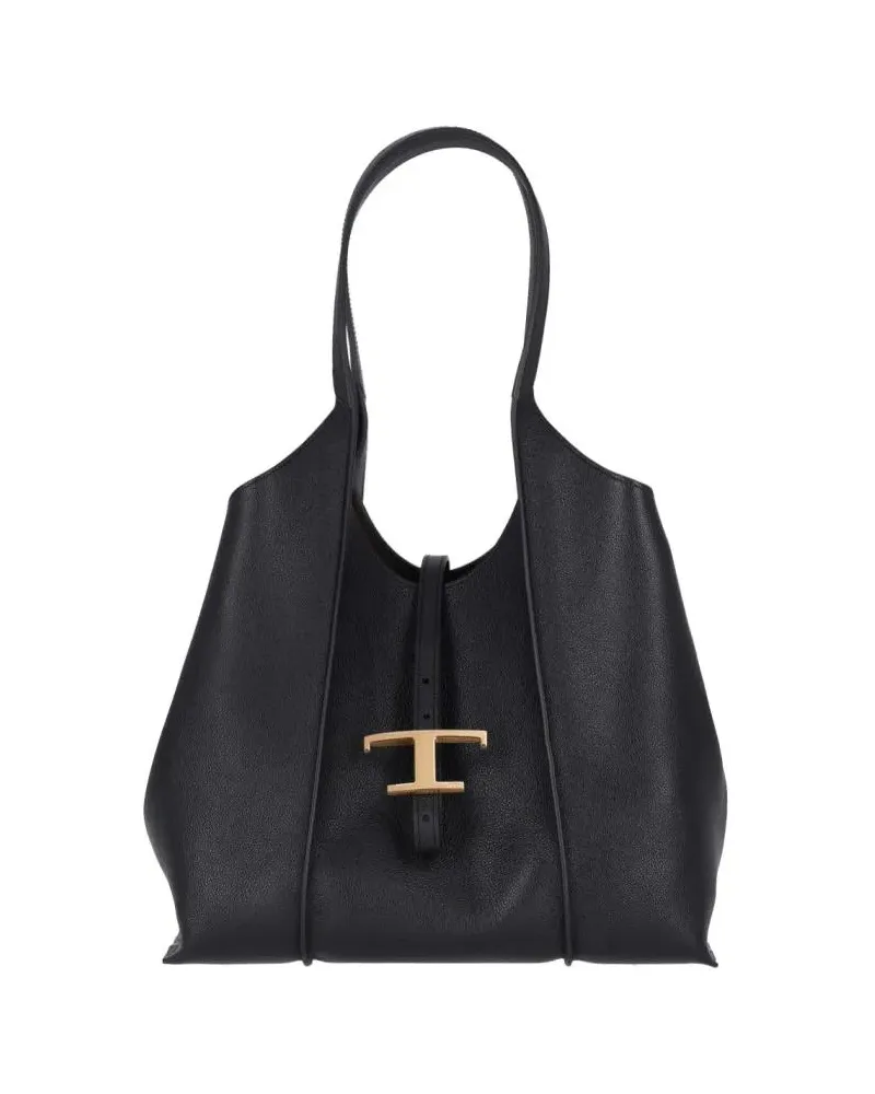 TOD'S Shopper & Totes "T Timeless" Small Tote Bag Black schwarz Schwarz