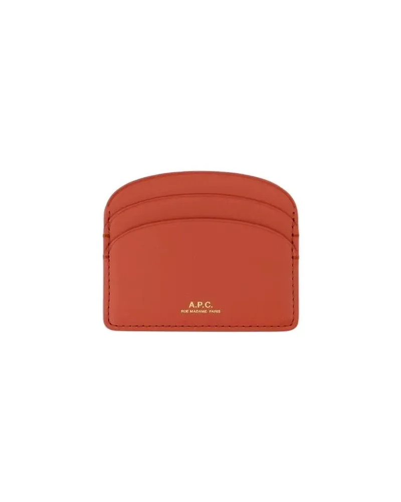 A.P.C. Portemonnaie Demi Lune Card Holder - Leather - Red rot Rot