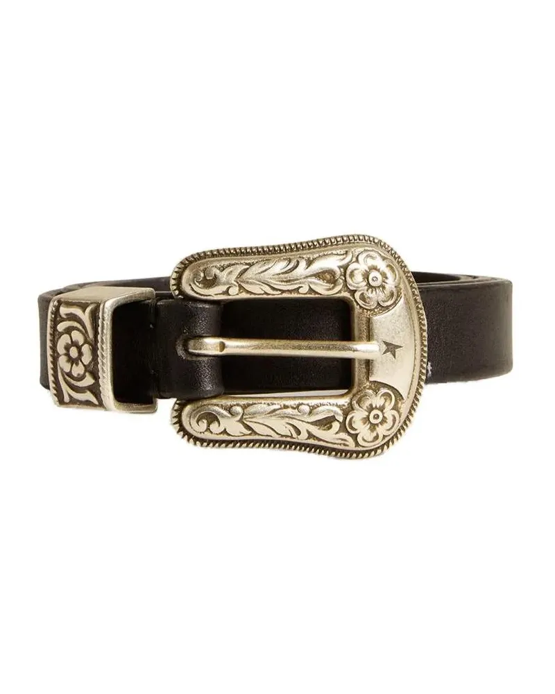 Golden Goose Gürtel Ornate Buckle Leather Belt schwarz Schwarz