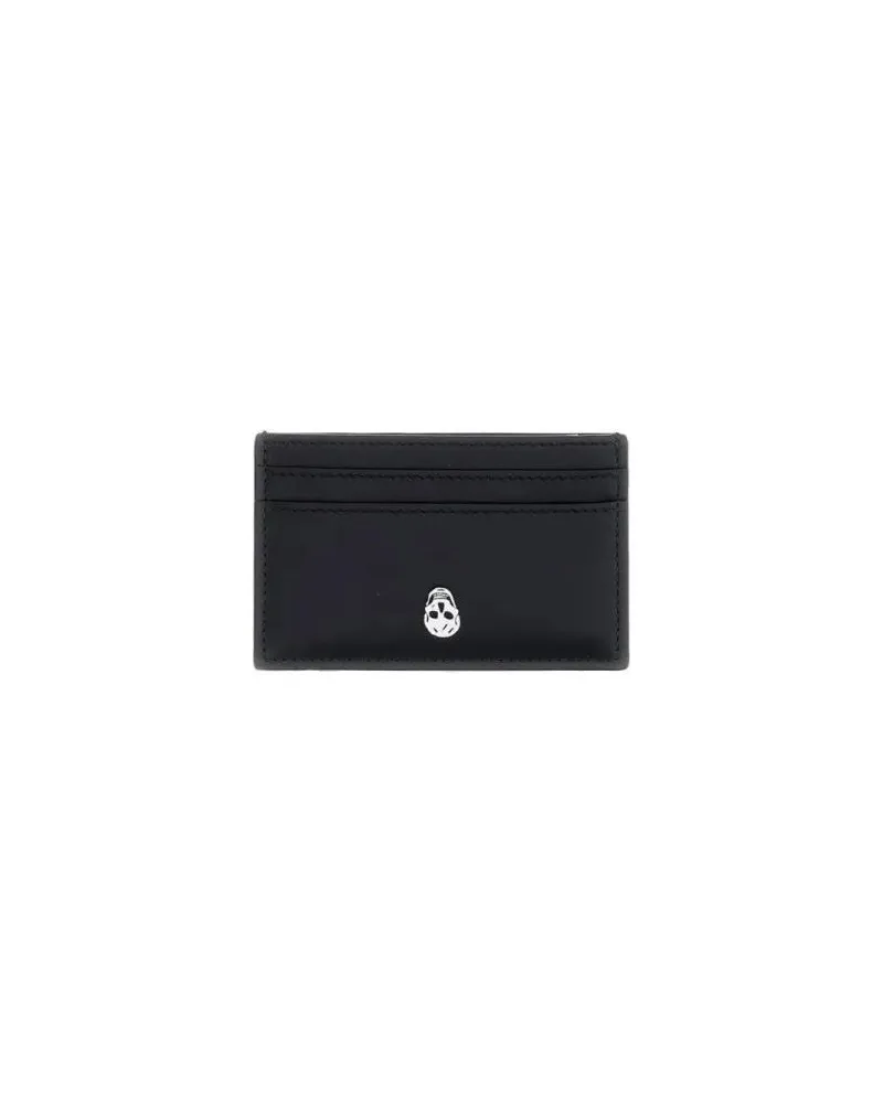 Alexander McQueen Portemonnaies Leather Card Case With Skull Details schwarz Schwarz