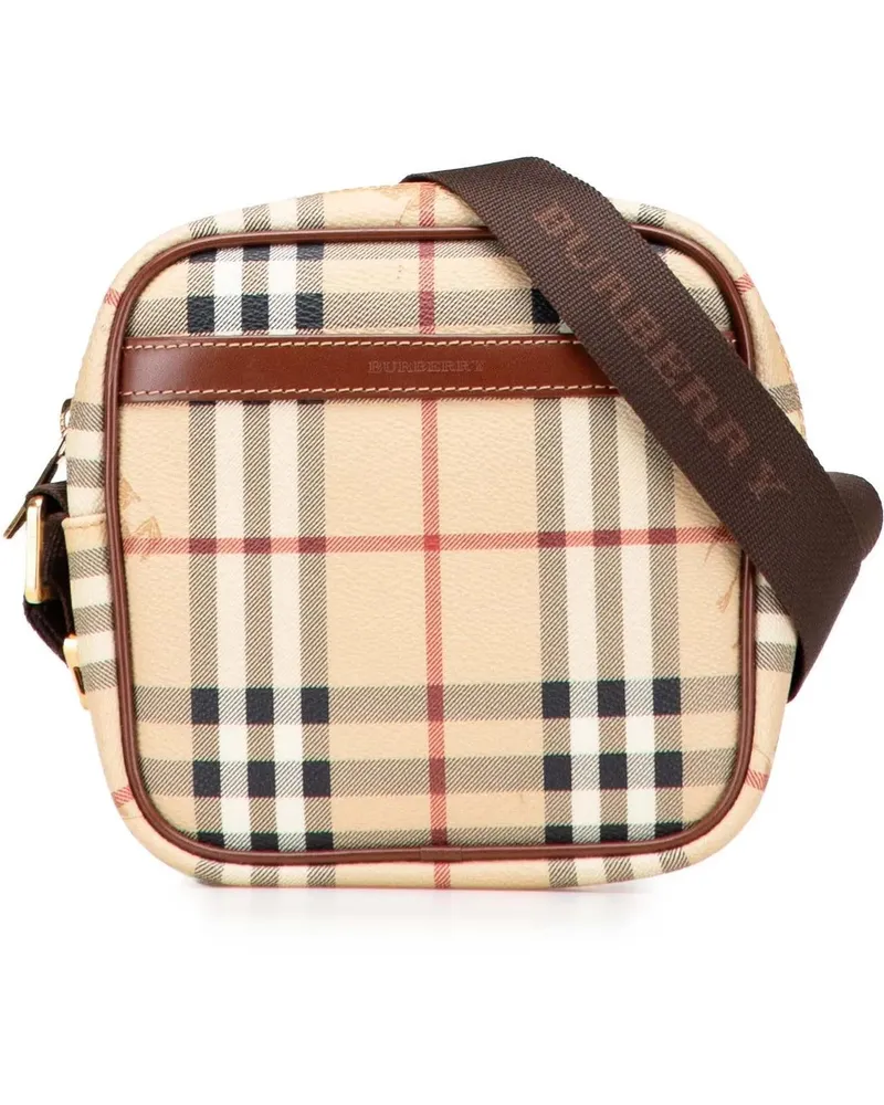 Burberry Hobo Bags Haymarket Check Coated Canvas Crossbody braun Braun