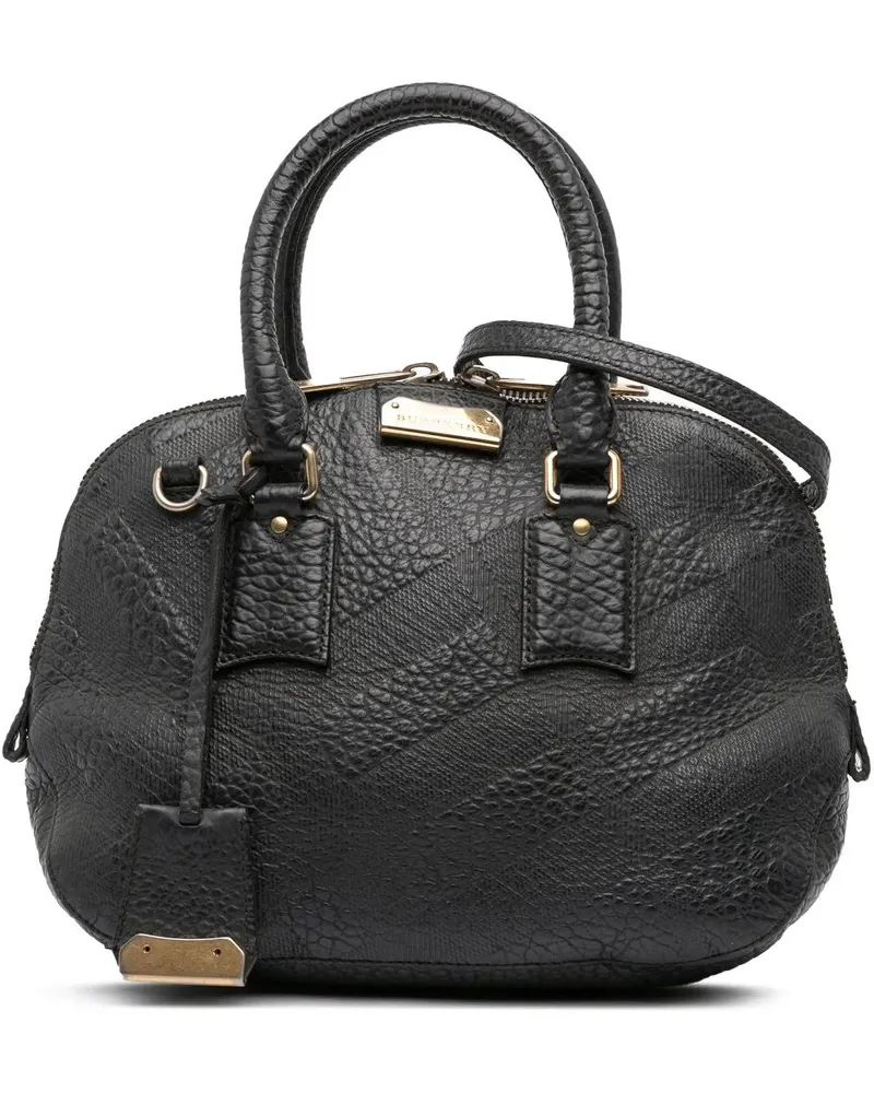 Burberry Hobo Bags Small Heritage Grain Check Embossed Orchard Bowlin schwarz Schwarz