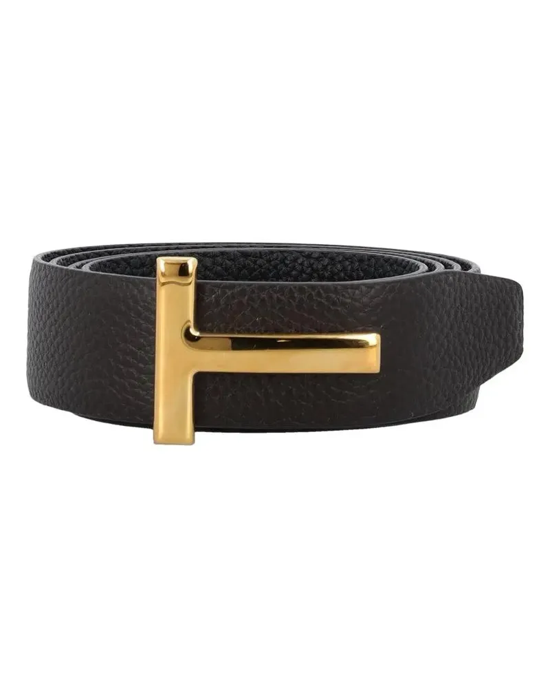 Tom Ford Gürtel Small Grain Leather Icon Belt schwarz Schwarz