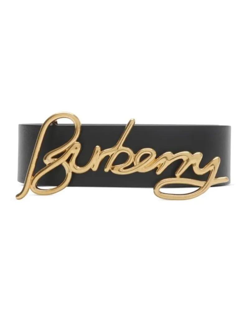 Burberry Gürtel Black Belt With Prominent Logo Buckle schwarz Schwarz