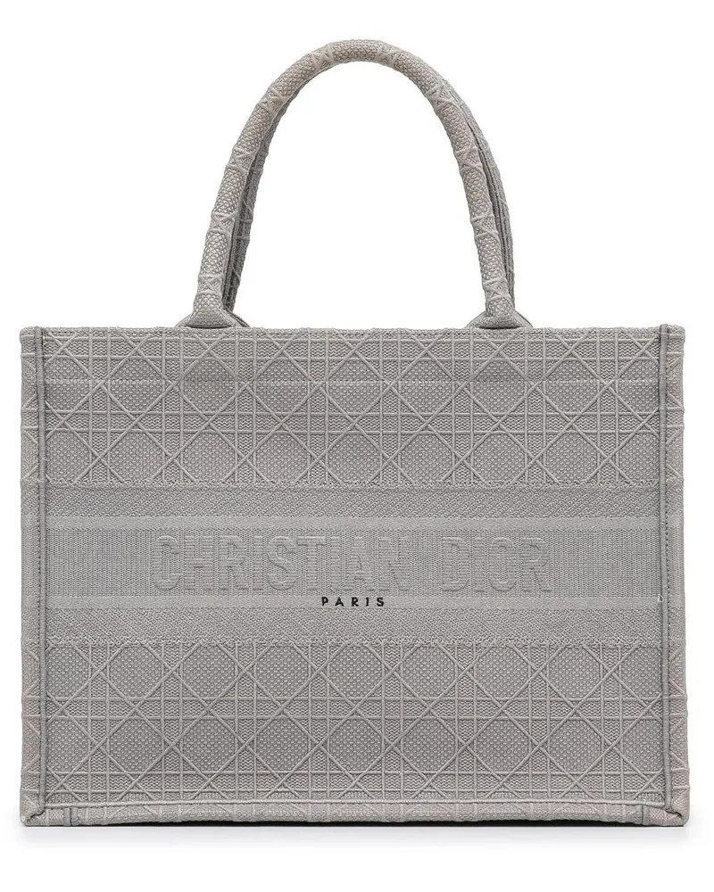 Dior Shopper 2020 Medium Cannage Embroidered Book Tote grau Grau