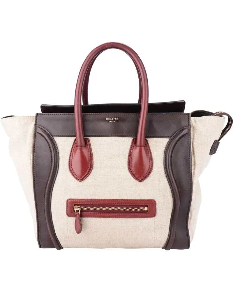 Celine Crossbody Bags  Tricolor Burgundy Cotton Luggage Tag bunt Bunt