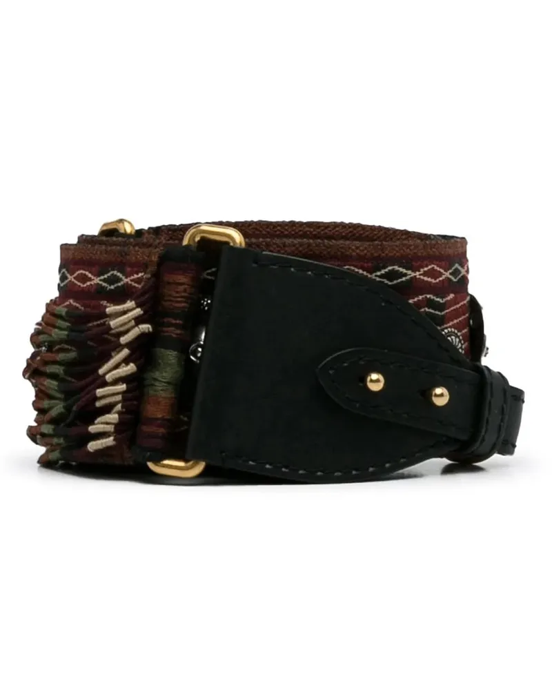 Dior Hobo Bags Embroidered Canvas Bohemian Fringe Strap braun Braun