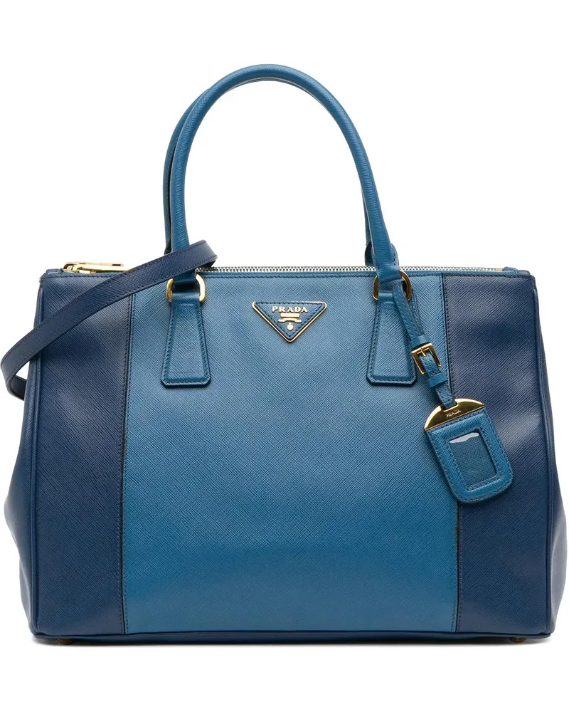 Prada Hobo Bags Medium Bicolor Saffiano Lux Galleria Double Zip Sa blau Blau