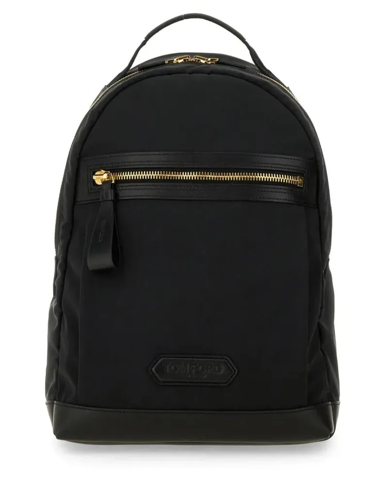 Tom Ford Rucksäcke Structured Black Backpack With Iconic Logo schwarz Schwarz