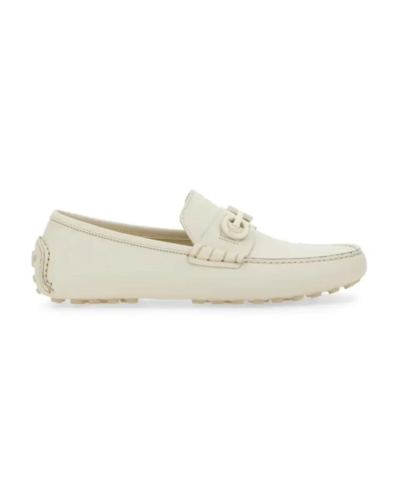 Ferragamo Loafer Moccasin With Gancini Ornament weiß Weiß