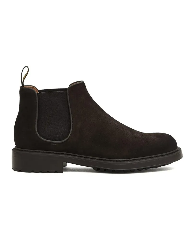 Doucal´s Stiefel Brown Suede Ankle Boots With Elastic Side Panels A schwarz Schwarz