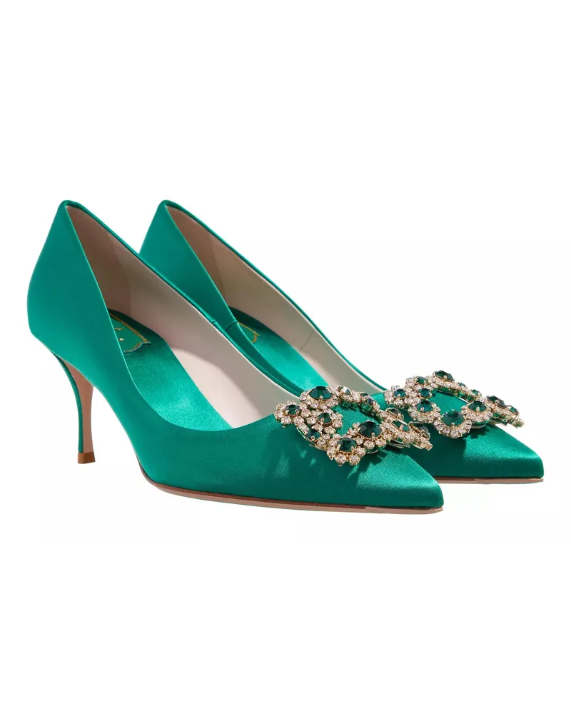 Roger Vivier Pumps & High Heels Pumps With Flower Buckle Satin Grün