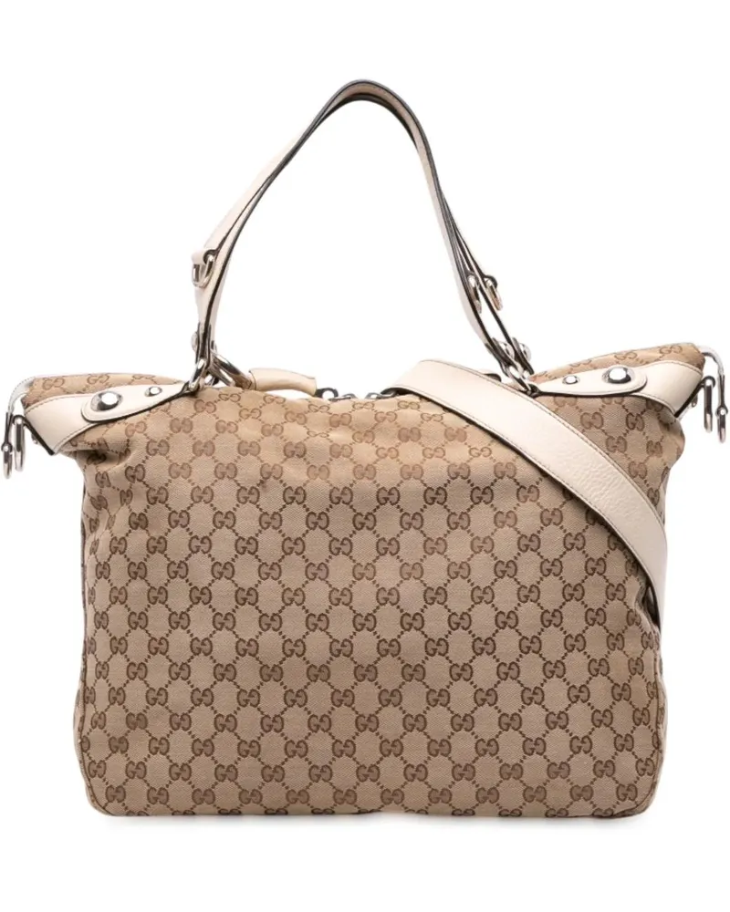 Gucci Hobo Bags Large GG Canvas Icon Bit Satchel braun Braun