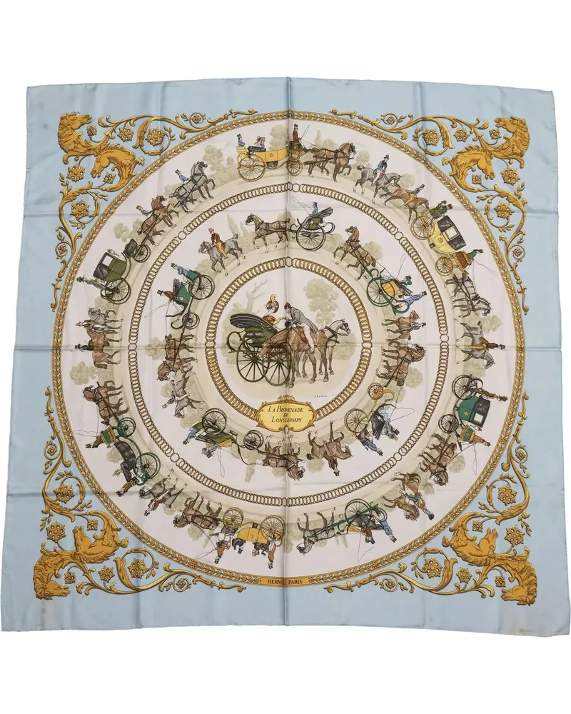Hermès Tücher & Schals Hermes Classic La Promenade De Longchamps Silk Car blau Blau