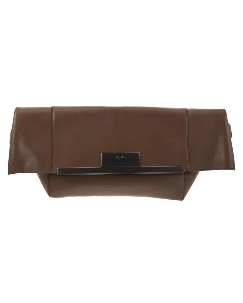 Max Mara Clutches Mmclaspclutch - Small Natural Leather Clutch Bag braun Braun