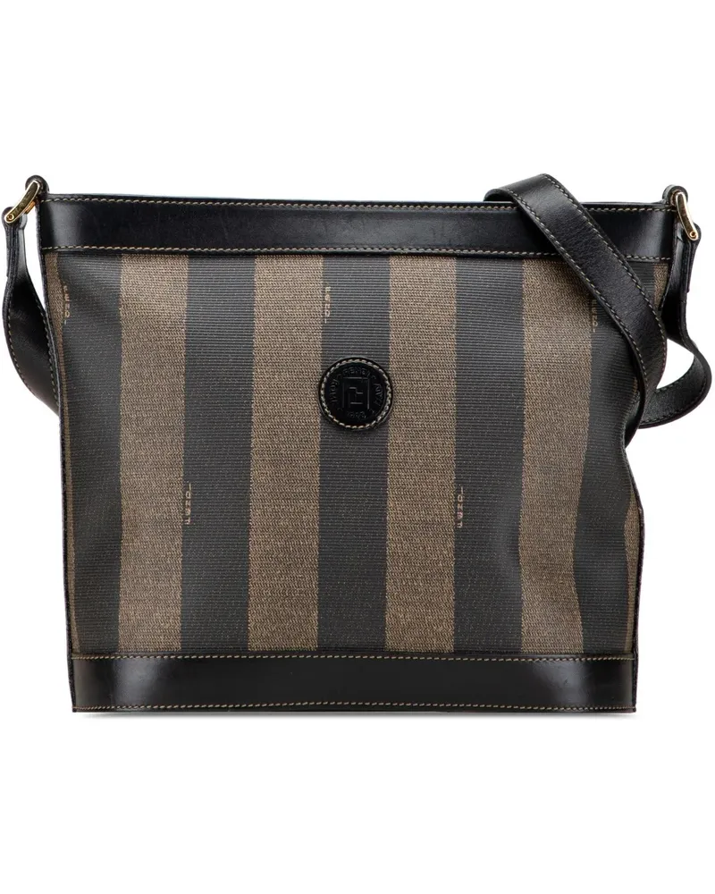 Fendi Hobo Bags Pequin Coated Canvas Crossbody schwarz Schwarz