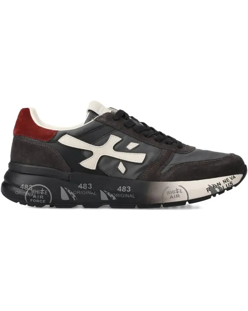 Premiata Low-Top Sneaker Black Leather Sneakers With Suede Accents schwarz Schwarz
