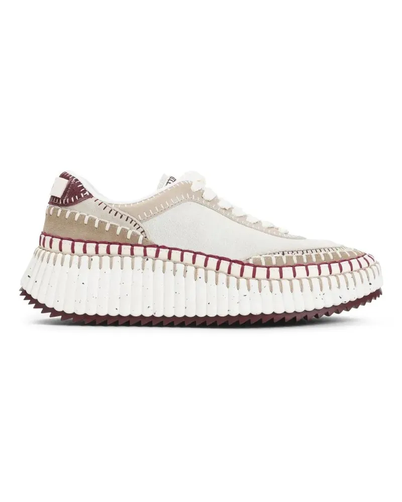 Chloé Low-Top Sneaker Multi-Panel Suede Sneakers With Hand-Stitched Deta weiß Weiß
