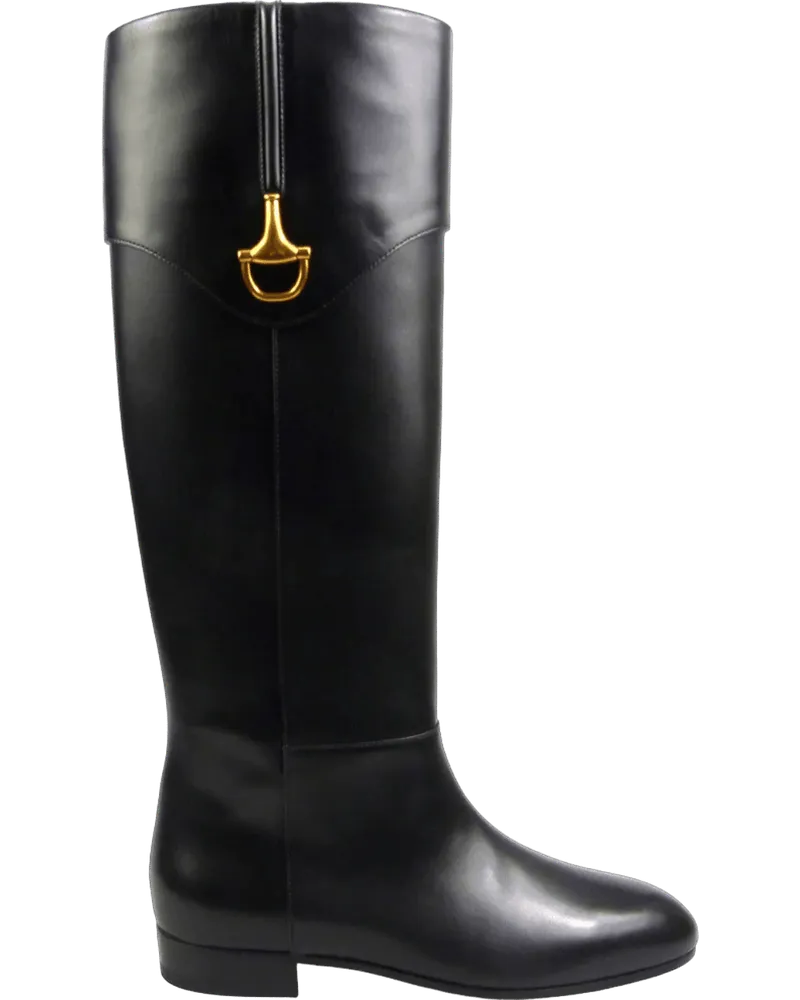 Gucci Stiefeletten Stivale in pelle con mezzo Morsetto schwarz Schwarz