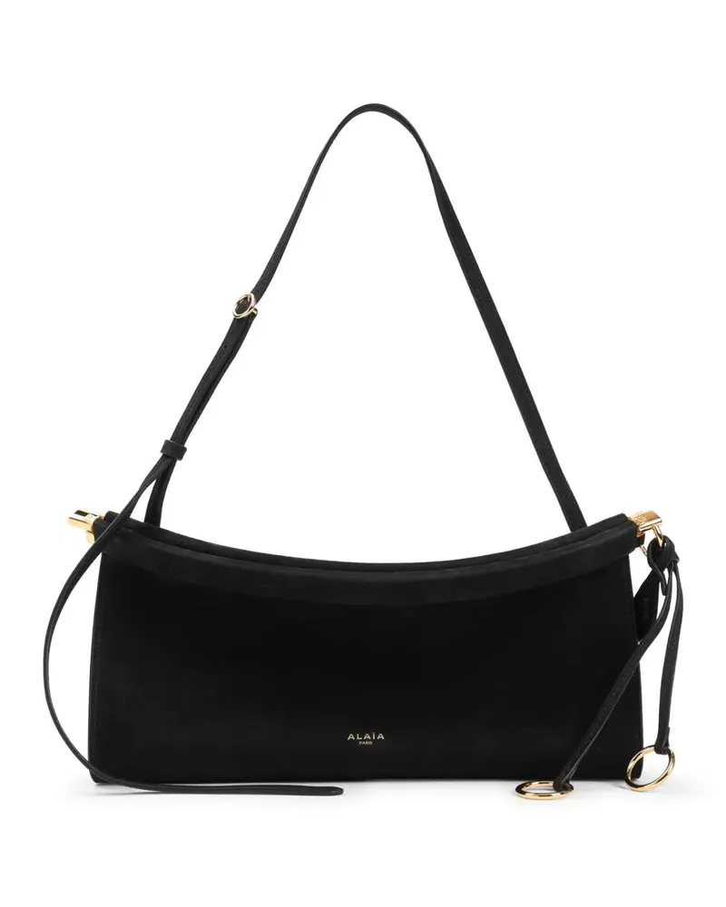 Alaïa Hobo Bags Curved Black Nabuk Calf Leather Shoulder Bag schwarz Schwarz