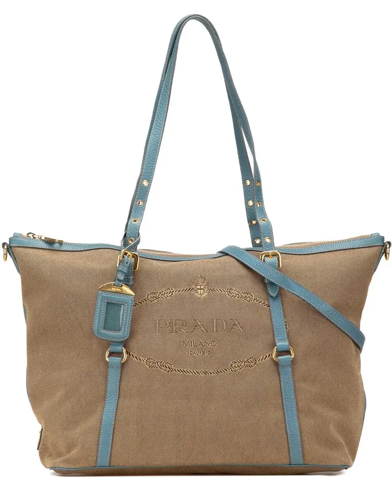 Prada Hobo Bags Canvas Canapa Logo Satchel braun Braun