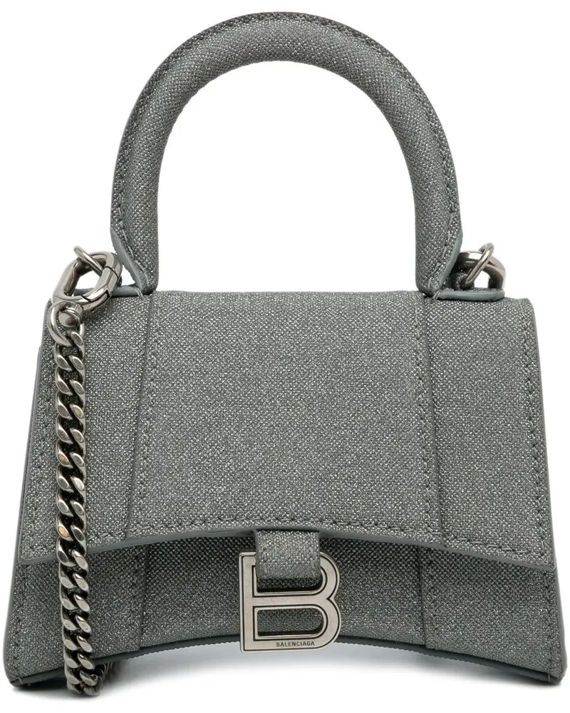 Balenciaga Hobo Bags 2022 Mini Glitter Hourglass Satchel grau Grau