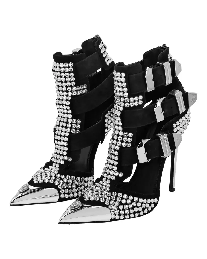 Philipp Plein Sandaletten mit Absatz Sandaletten Skull Mit Schmucksteinen silberfarben 