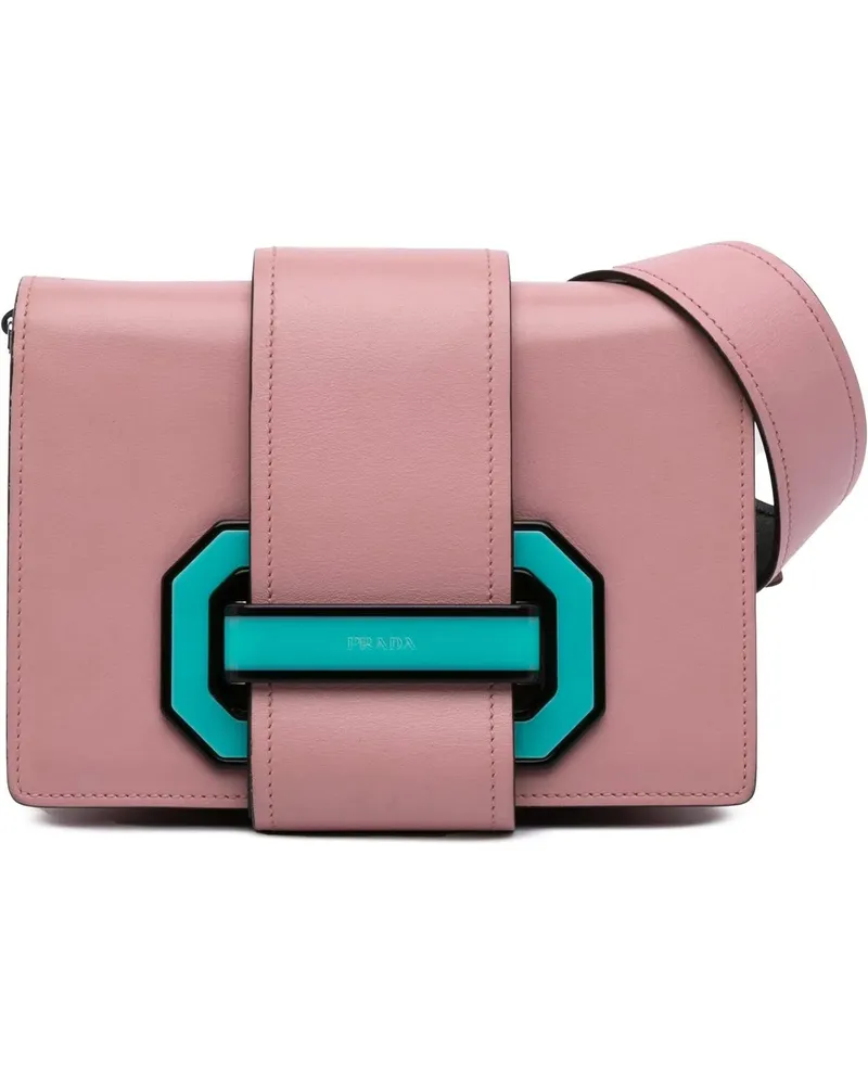 Prada Hobo Bags City Calf Plex Ribbon Crossbody rosa Gold