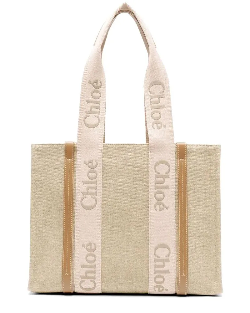 Chloé Shopper & Totes Medium Tote Bag With Silhouette And Branding Strap beige Beige
