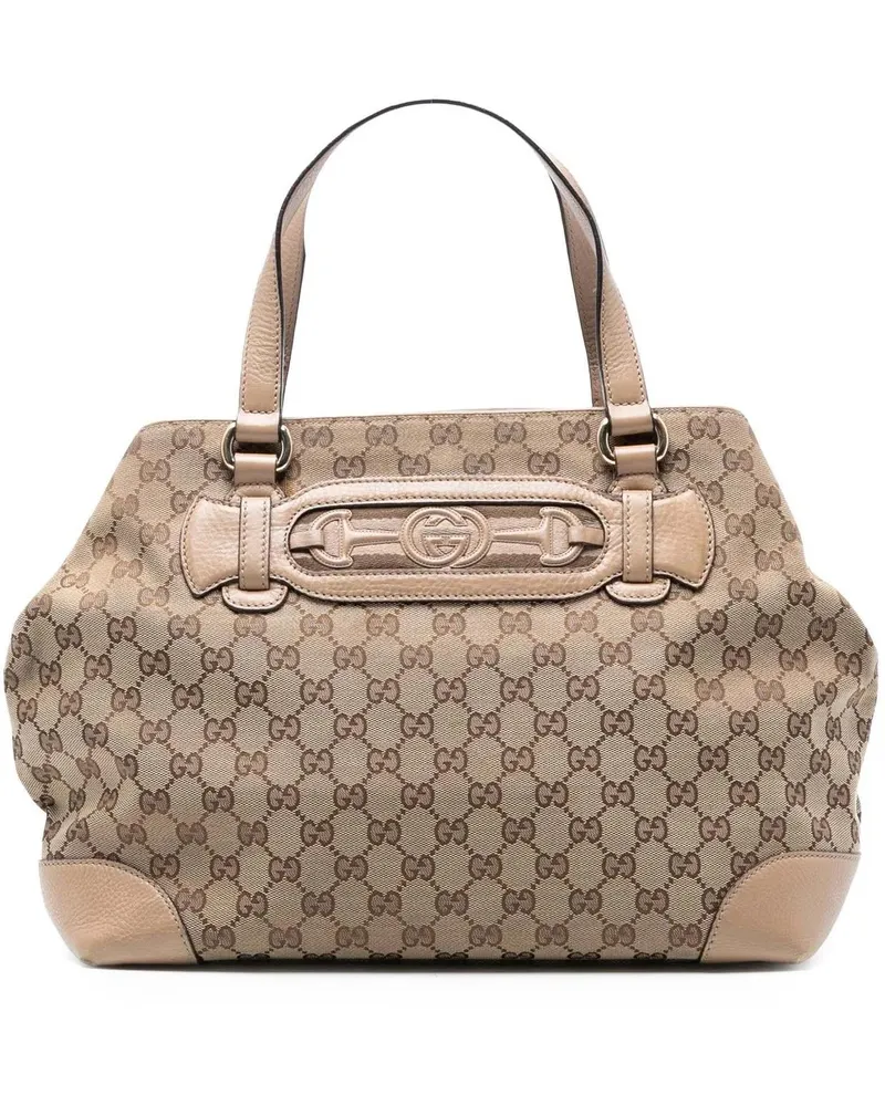 Gucci Shopper Medium GG Canvas Web Dressage Tote braun Braun
