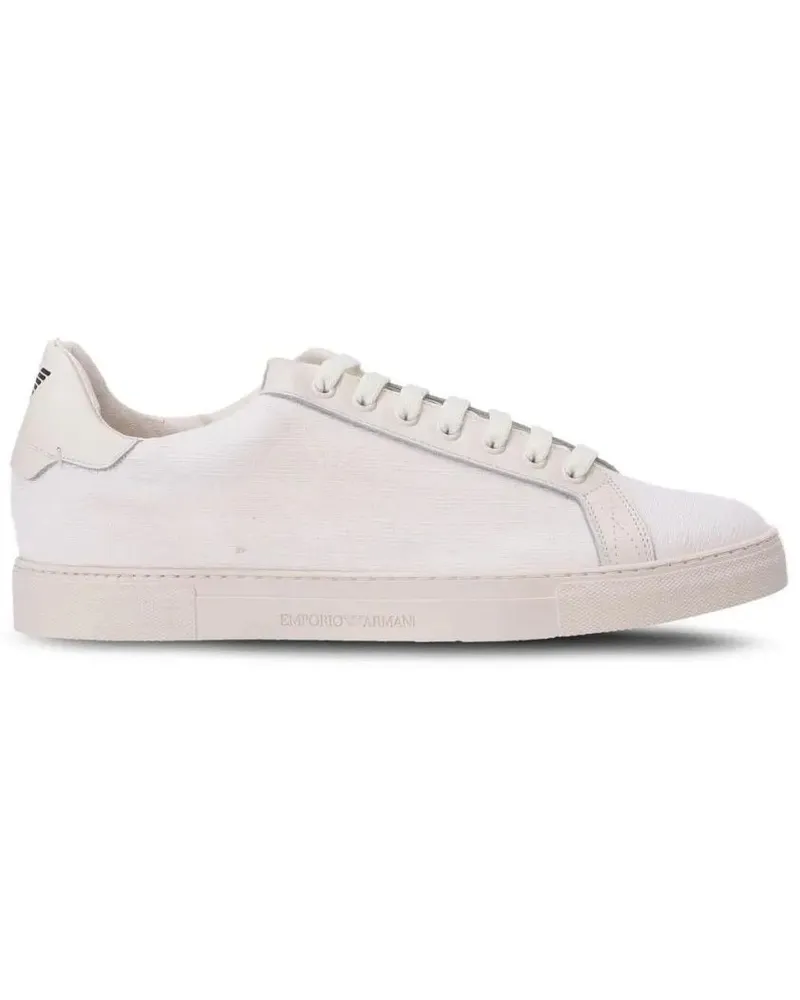 Emporio Armani Low-Top Sneaker White Trainers With Textured Upper And Rubber Sole weiß Weiß