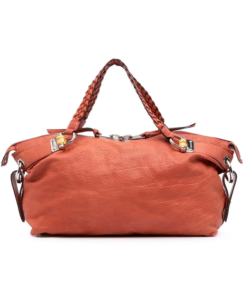 Gucci Shopper Medium Leather Bamboo Bar Tote orange Orange