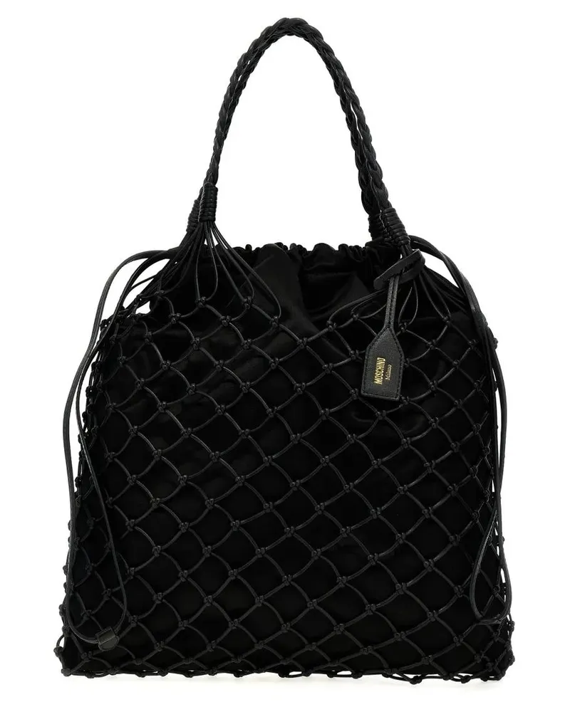 Moschino Shopper & Totes Woven Nappa Leather Shopping Bag schwarz Schwarz