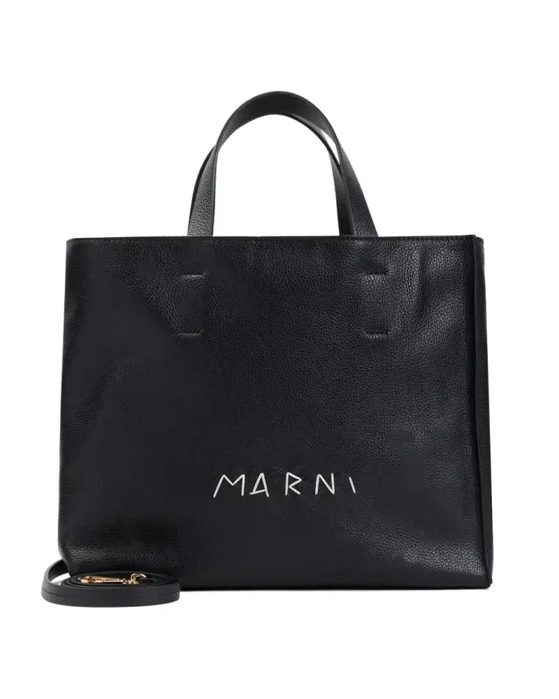 Marni Shopper & Totes Museo Soft Black Cow Leather Tote Bag schwarz Schwarz