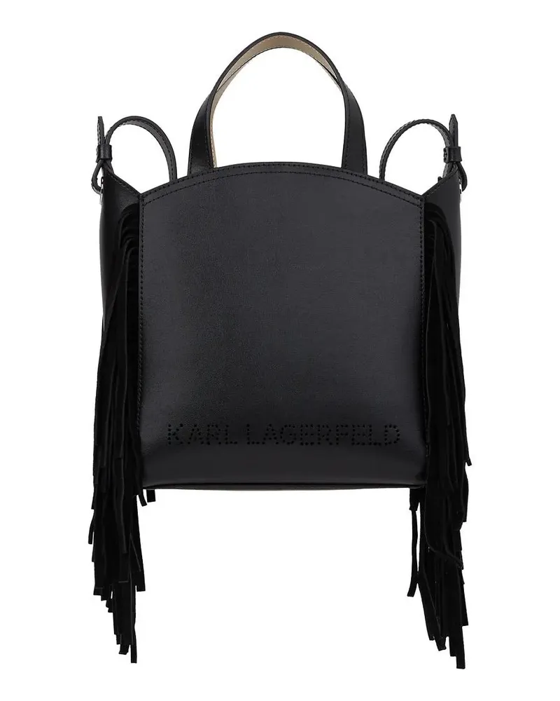 Karl Lagerfeld Shopper K/Circle Kleine Tote Bag mit Fransen schwarz Schwarz