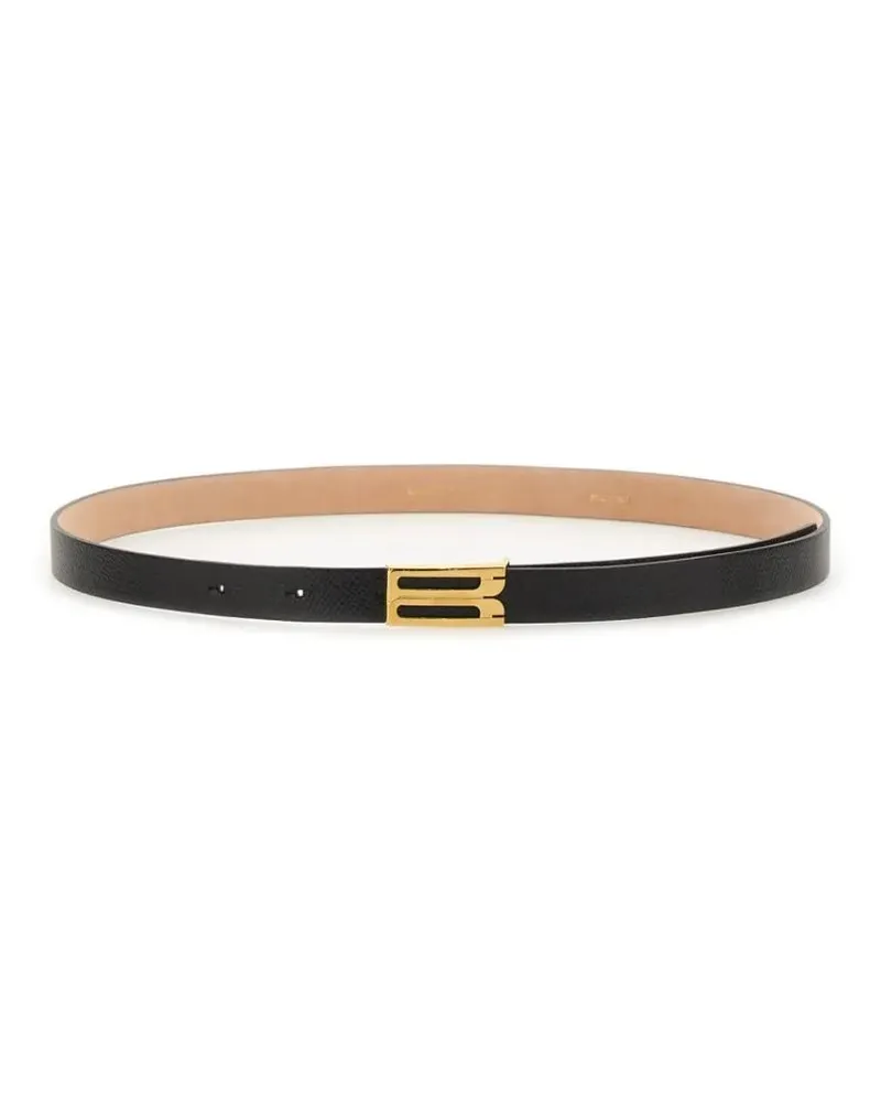 Victoria Beckham Gürtel Textured Black Leather Belt schwarz Schwarz