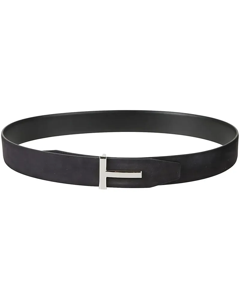 Tom Ford Gürtel T-logo Plaque Reversible Buckle Belt Black schwarz Schwarz