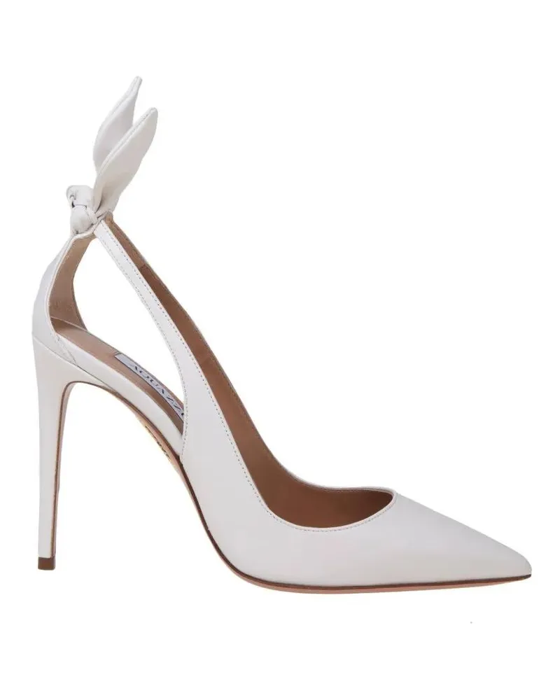 Aquazzura Hohe Schuhe White Leather Bow Tie Pump 85 weiß Weiß