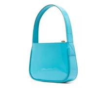 Umhängetaschen Light Blue- Patent Finish Mini Bag With Rhinestone