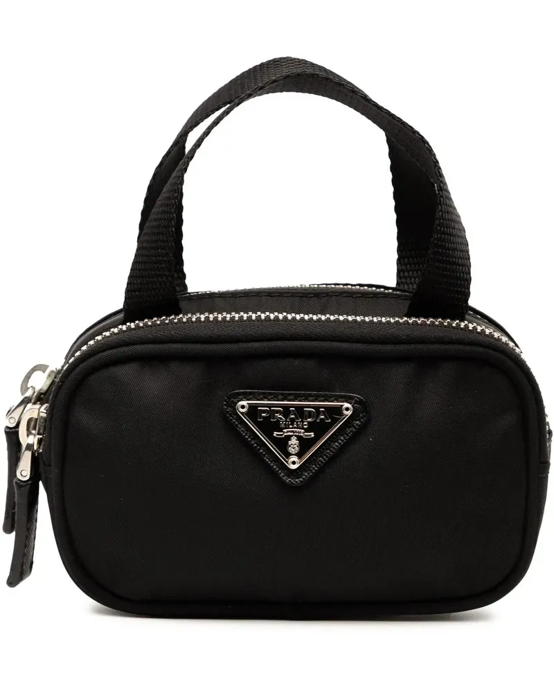 Prada Crossbody Bags Mini Tessuto Double Zip Handbag schwarz Schwarz