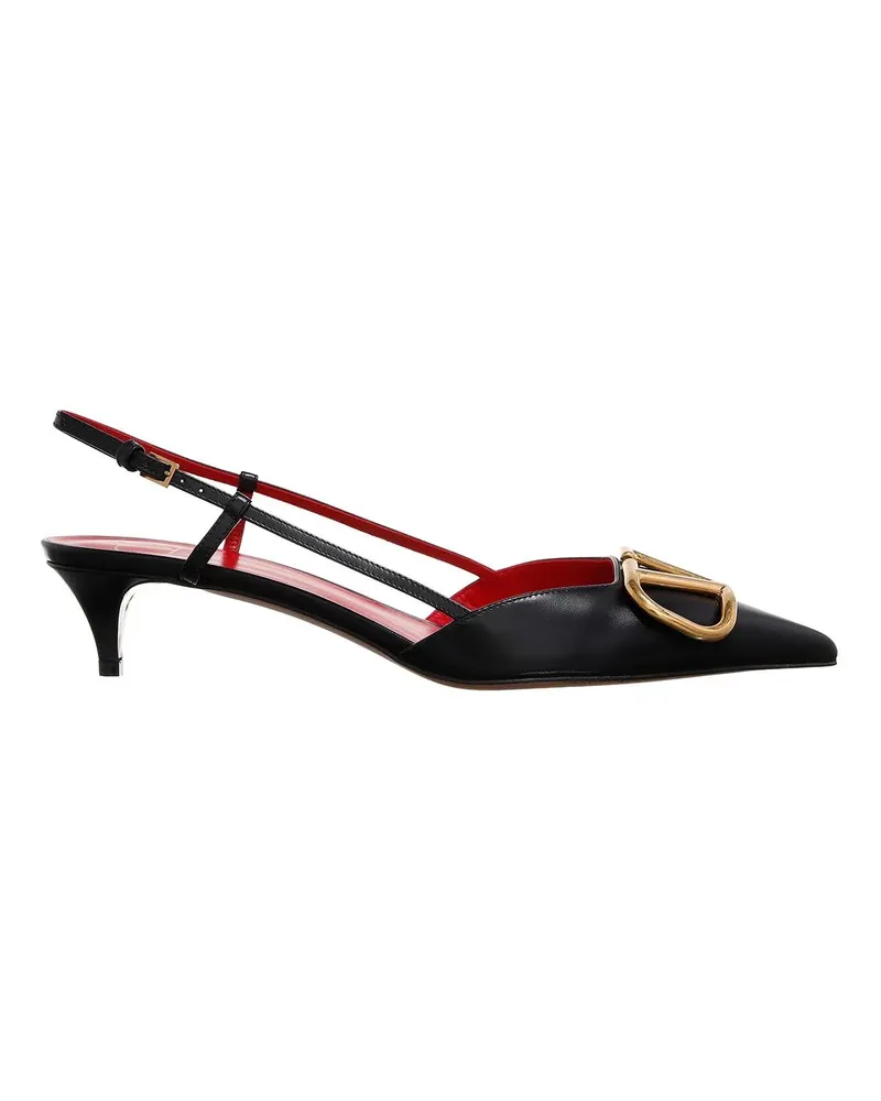 Valentino Garavani Hohe Schuhe Slingback Antique Brass Logo schwarz Schwarz